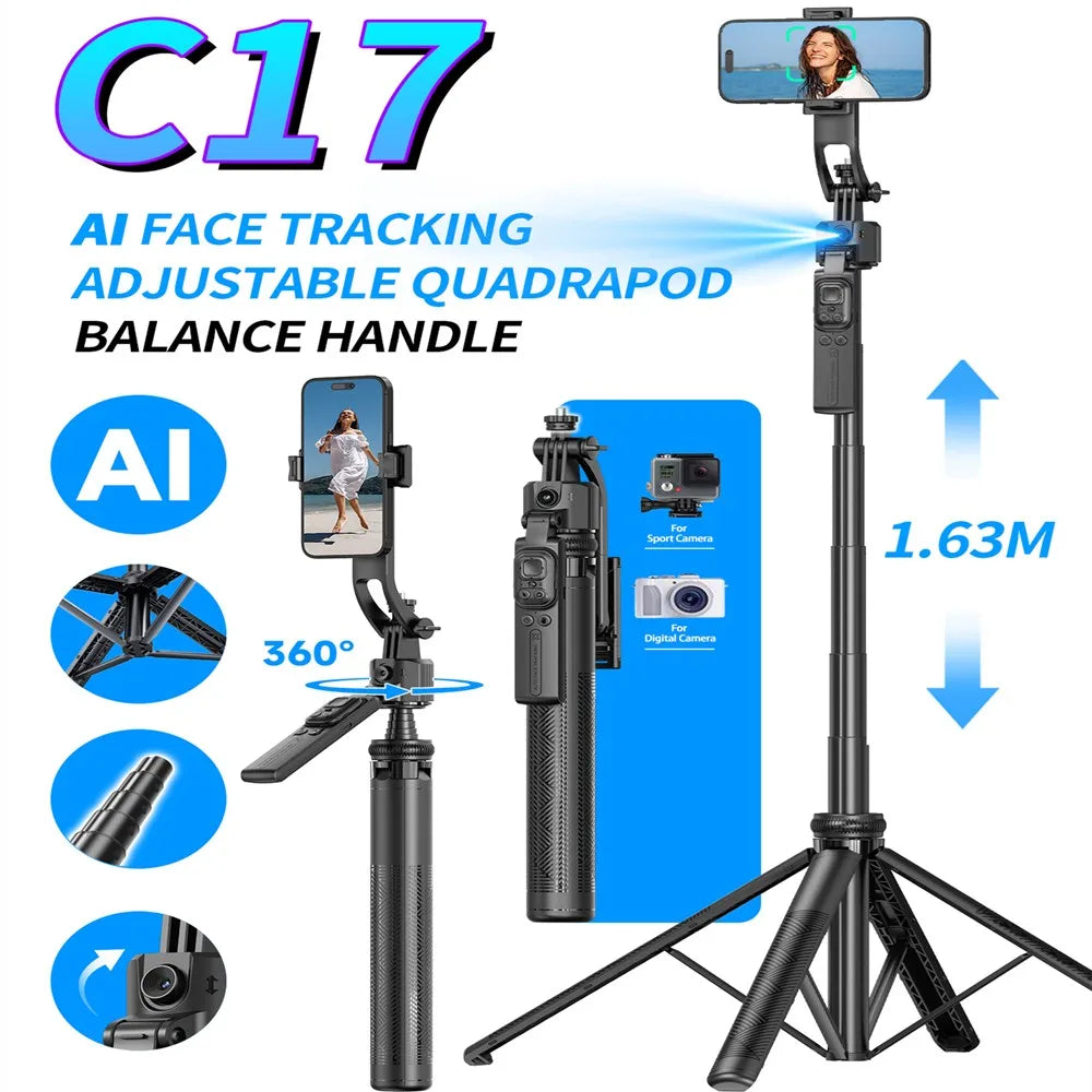 AI 360° Smart Gimbal Tripod & Selfie Stick