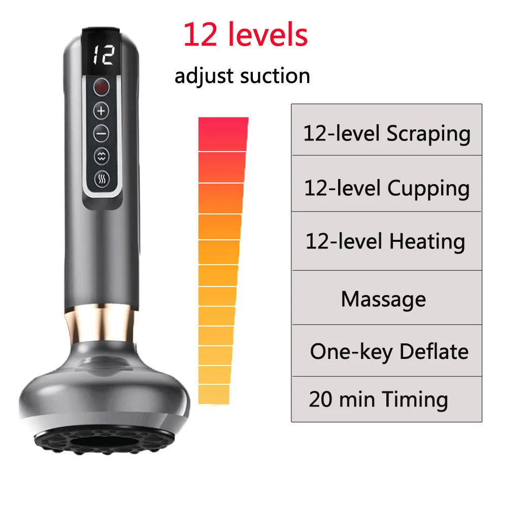 Electric Cupping Massager Vacuum Suction, 12/6 Levels